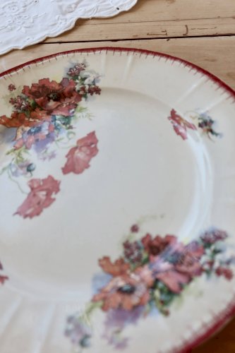 Assiette plate en terre de fer polychrome Saint-Amand et Hamage modèle Pavots