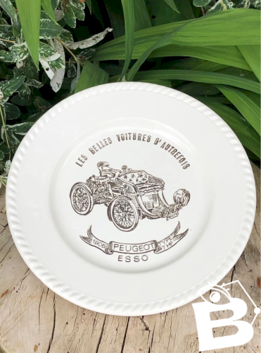 Assiette plate publicitaire Esso vintage motif voiture
