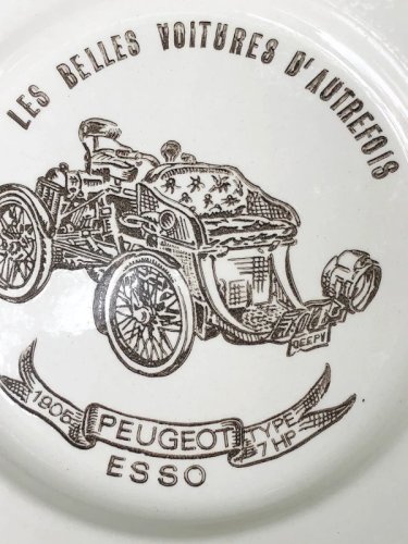 Assiette plate publicitaire Esso vintage motif voiture
