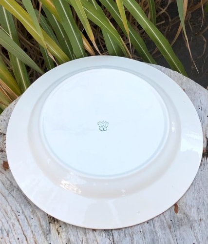 Assiette plate rétro vintage motifs cerises vertes