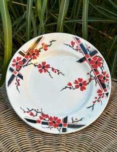 Assiette plate rétro vintage Moulin des Loups modèle Hanoï
