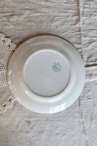 Assiette plate vintage faïence -  modèle Nappe marron - Moulin des Loups