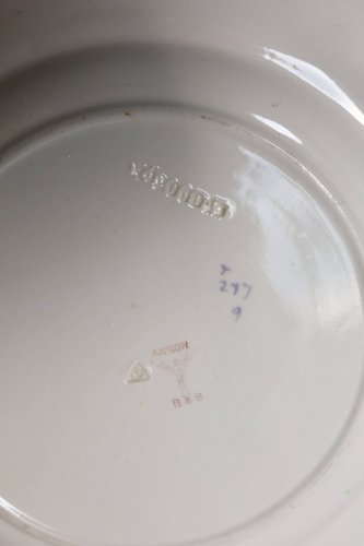 Assiette plate vintage terre de fer polychrome Bisto England - Modèle Anson