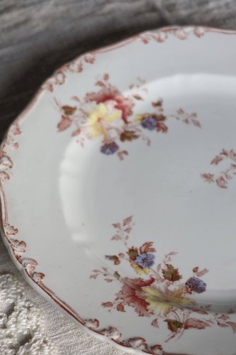 Assiette plate vintage terre de fer polychrome Bisto England - Modèle Anson