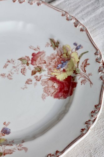 Assiette plate vintage terre de fer polychrome Bisto England - Modèle Anson