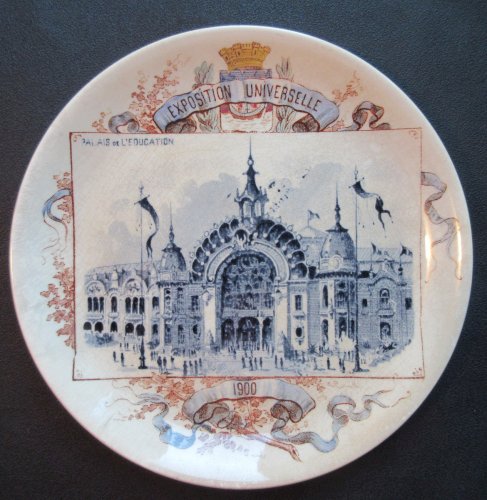 Assiette Sarreguemines Exposition Universelle 1900: Palais de l'Education
