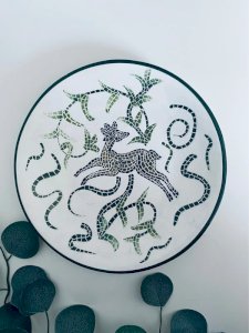 Assiette Vintage - années 50 - Décor Mosaïque Biche au Galop