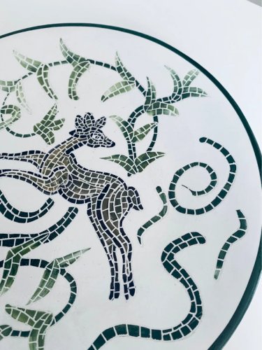 Assiette Vintage - années 50 - Décor Mosaïque Biche au Galop