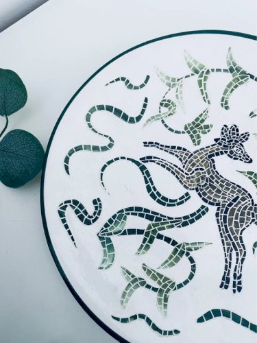 Assiette Vintage - années 50 - Décor Mosaïque Biche au Galop