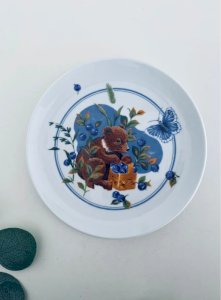 Assiette Vintage IKEA 1994 - Ourson & Myrtilles - Made in Portugal - Rare