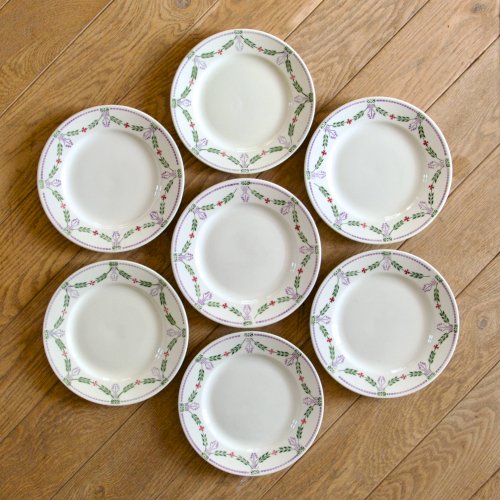 Assiettes à dessert de 1920 Emile Bourgeois Drouot Paris Noël