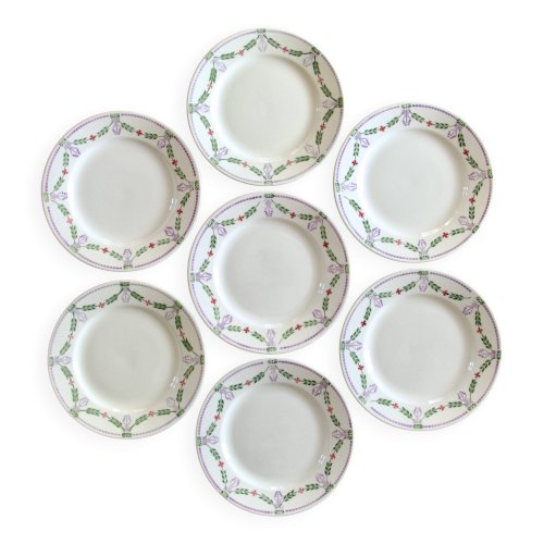 Assiettes à dessert de 1920 Emile Bourgeois Drouot Paris Noël