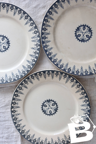 Assiettes à dessert terre de fer Sarreguemines & Digoin — Modèle Alger