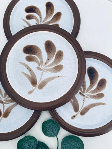 Assiettes à Dessert Vintage Années 70 Fleur Peinte Main