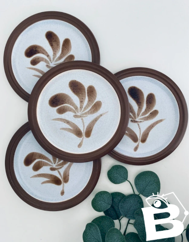 Assiettes à Dessert Vintage Années 70 Fleur Peinte Main