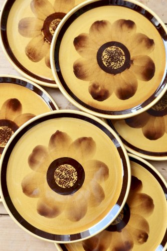 Assiettes à dessert vintage faïence Sarreguemines Digoin modèle Rimini