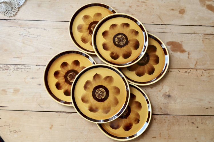 Assiettes à dessert vintage faïence Sarreguemines Digoin modèle Rimini