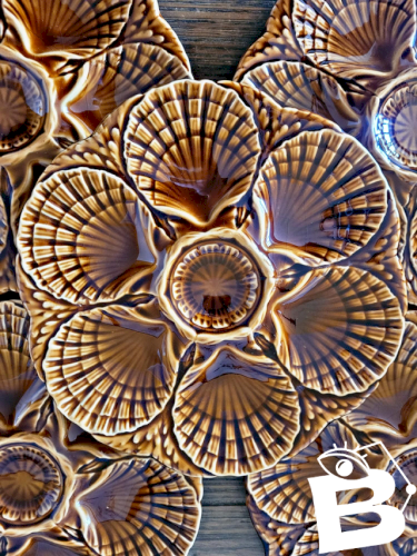 Assiettes à huîtres barbotine Sarreguemines, marron (lot de 6)