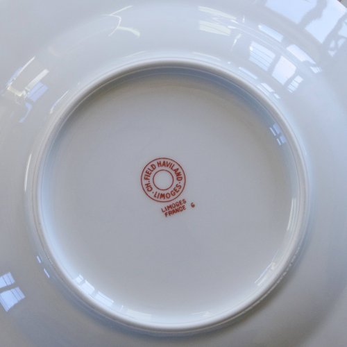 Assiettes anciennes en porcelaine de Limoges Charles Haviland, décor oiseau