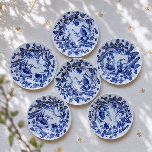 Antique ironstone plates with garden design