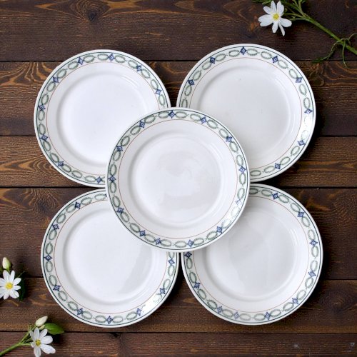 Assiettes anciennes terre de fer St Amand guirlande