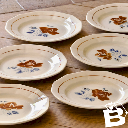Assiettes anciennes XIXe signées Sarreguemines