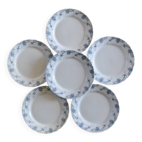 Assiettes anciennes XIXe terre de fer signées KG Luneville Kleber