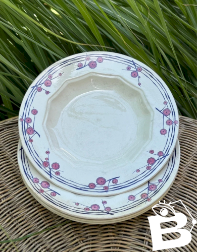 Assiettes creuses anciennes HBCM modèle Prunella