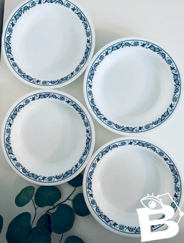 Assiettes Creuses Corelle Old Town Blue - Verre Vitrelle Vintage - 21,5 cm