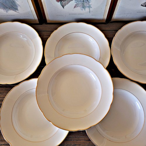 Assiettes creuses crème liseré doré vintage Villeroy & Boch Mettlach