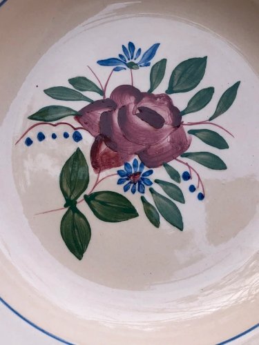 Assiettes creuses Digoin Sarreguemines rose pâle