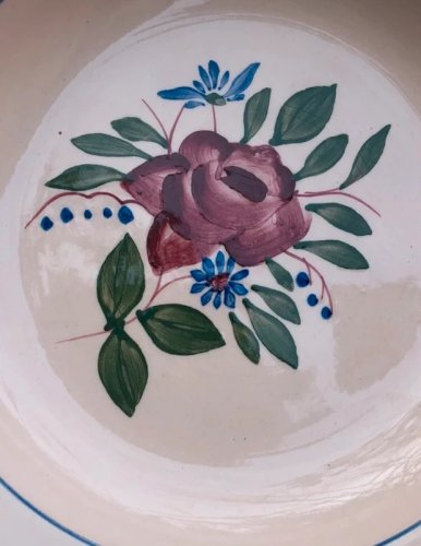 Assiettes creuses Digoin Sarreguemines rose pâle