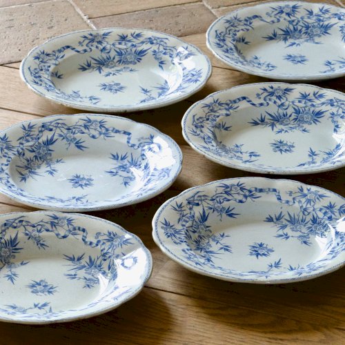 Assiettes creuses en terre de fer Sarreguemines Epine, XIXe