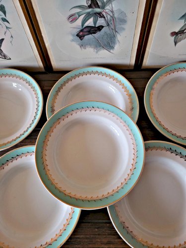 Assiettes creuses Lunéville Pierrefonds, dorure et feuillage doré