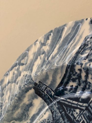 Assiettes creuses rétro vintage blanches et bleues en porcelaine England