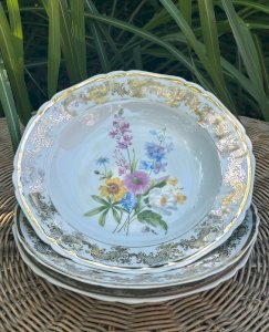 Assiettes creuses rétro vintage en porcelaine motifs fleurs