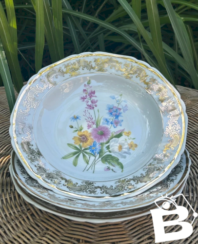 Assiettes creuses rétro vintage en porcelaine motifs fleurs