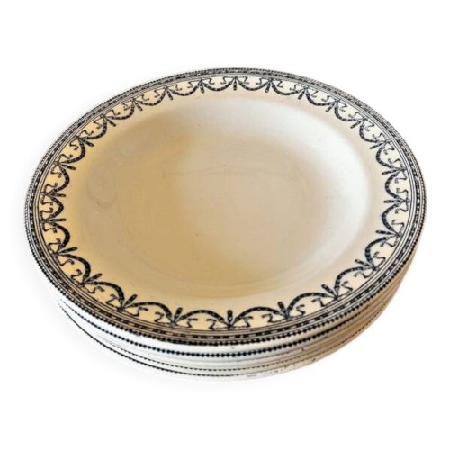 Assiettes creuses Salins R&A terre de fer modèle Guirlandes Louis XVI