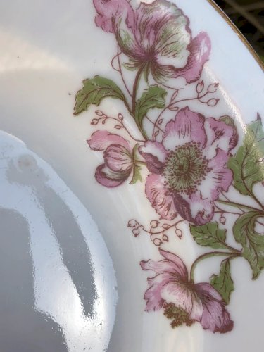Assiettes creuses vintage en porcelaine motifs fleurs roses