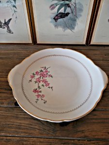 Dessert plates, KG Lunéville Florence with cake dish, pink flowers