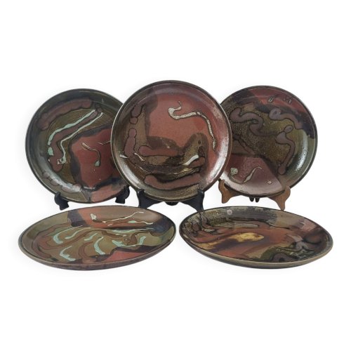 Assiettes en Grès par Francisco Pereira, Puisaye