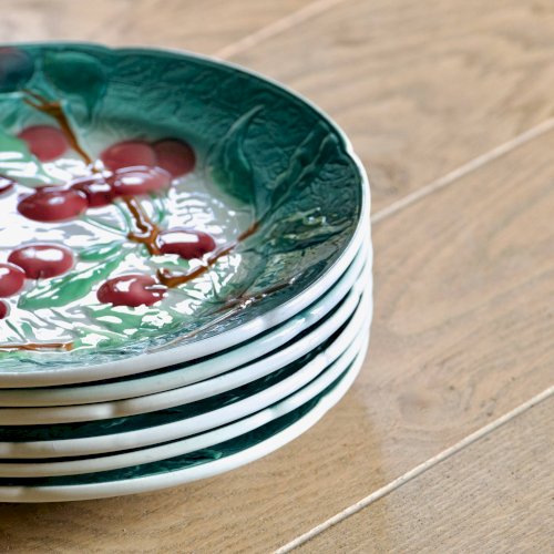 Assiettes KG Lunéville Badonviller en barbotine fruits, 1922