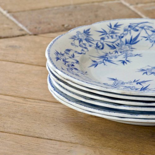 Assiettes plates en terre de fer Sarreguemines Epine, 1880