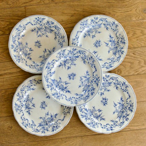 Assiettes plates en terre de fer Sarreguemines Epine, XIXe
