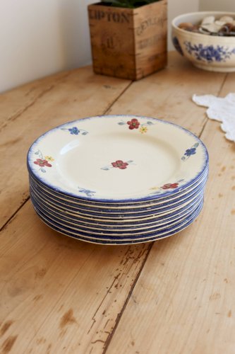 Assiettes plates vintage Digoin Sarreguemines modèle Mary-Lou