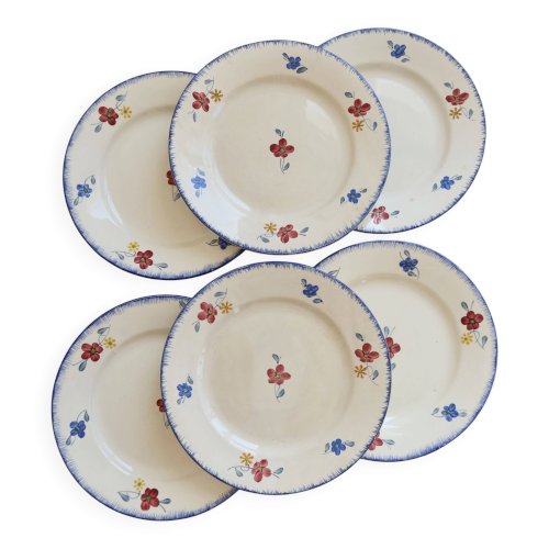 Assiettes plates vintage Digoin Sarreguemines modèle Mary-Lou