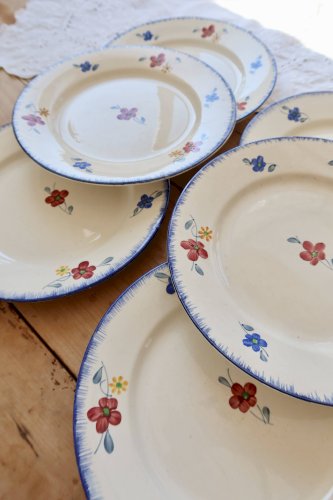 Assiettes plates vintage Digoin Sarreguemines modèle Mary-Lou