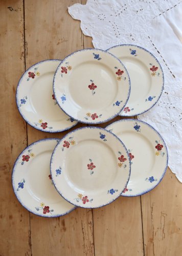 Assiettes plates vintage Digoin Sarreguemines modèle Mary-Lou