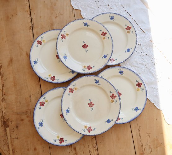 Assiettes plates vintage Digoin Sarreguemines modèle Mary-Lou