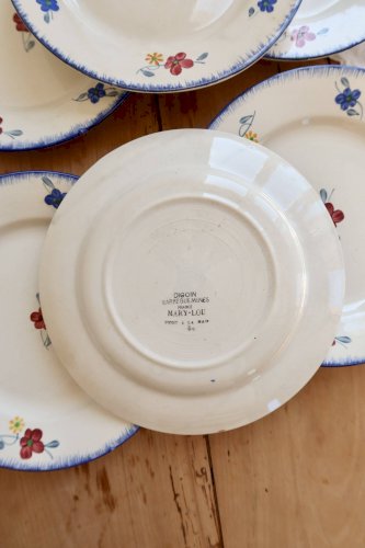 Assiettes plates vintage Digoin Sarreguemines modèle Mary-Lou
